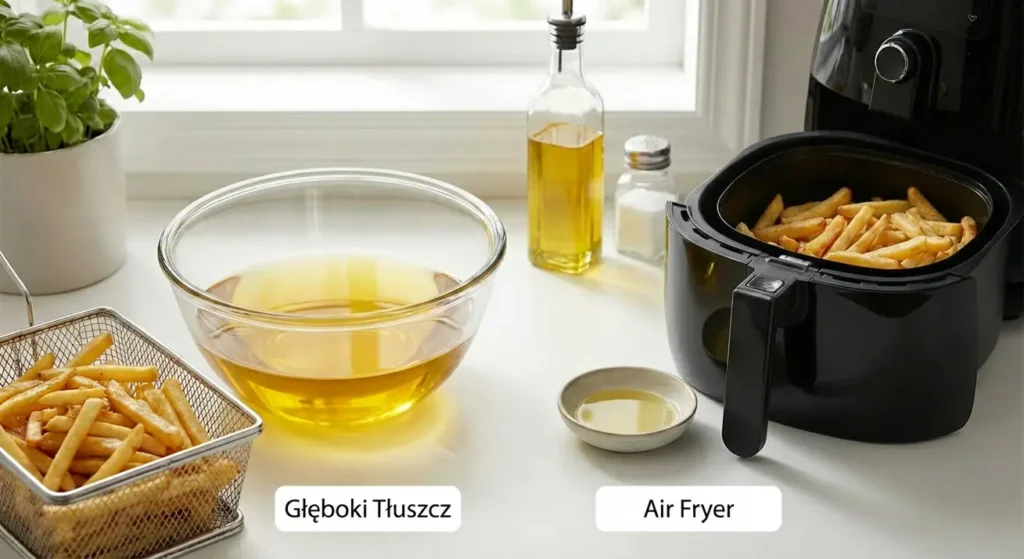 porównanie smażenia na głębokim tłuszczu do airfryera