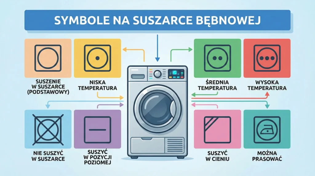 Symbole na suszarce bębnowej